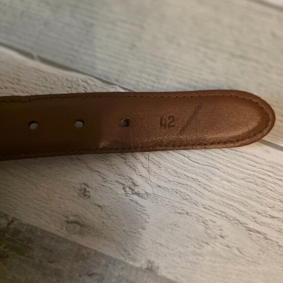 Vintage Torino Leather & Canvas Belt With Brass Buckle Size 42 - Picture 7 of 8